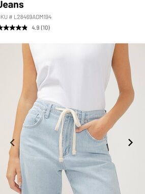 Silver Jeans Light Blue Wide Leg Jeans with Cream Drawstring